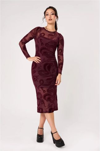 Cobra charmer jurk Bordeaux