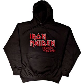 Iron maiden number of the beast vintage logo faded edged album (backprint) Hooded sweater