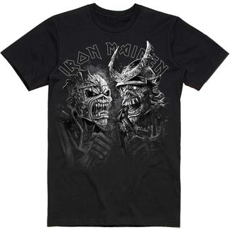 Iron maiden Senjutsu large grayscale heads T-shirt