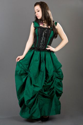 jasmin overbust green taffeta, steel boned and lace up at the back