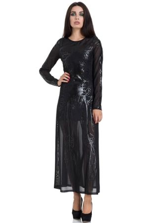 Black Hearted Veins Maxi Dress