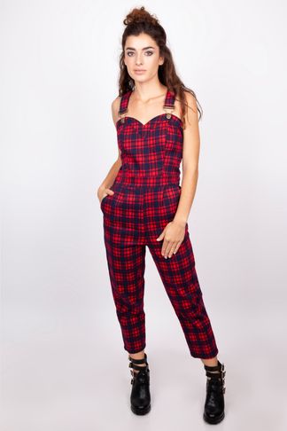 Just checking plaid jumpsuit
