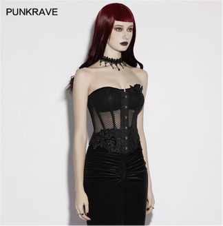Punkrave oy-1837 Gothic shape wear top zwart