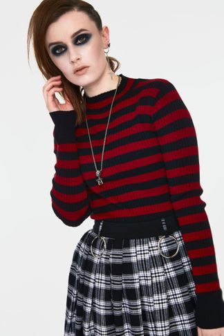 Jawbreaker Menace red & Black gestreepte sweater/trui