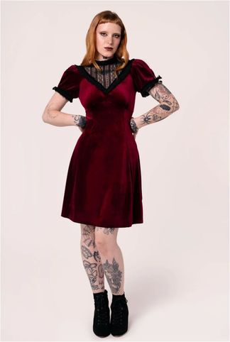 Hell bunny Mourning dress burgundy 