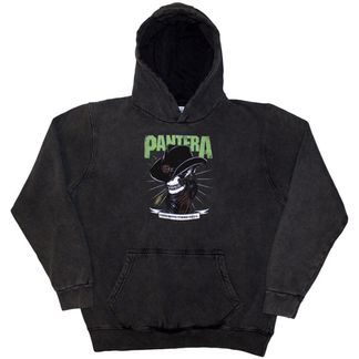 Pantera skeleton cowboy hooded sweater stone wash charcaol grey