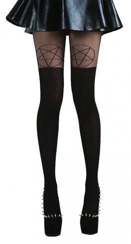 Pentagram over de knie panty's in zwart