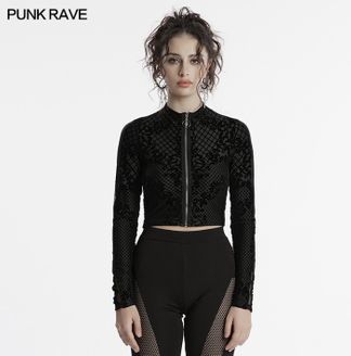 Punk mesh longsleeved top met rits