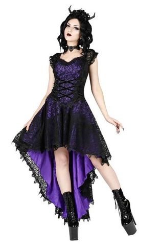 Sinister 988 Melanie Gothic dress paars-zwart Sinister