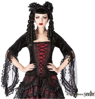 Sinister 1075 Jezebel Gothic top Bordeaux