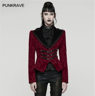 Goth vintage print coat rood