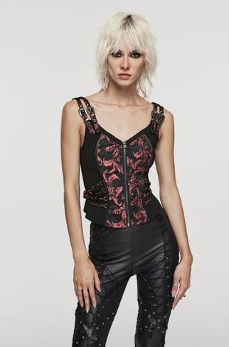 Red brokaat corset top