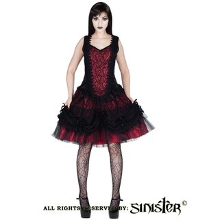 Ursula lolita gothic mini jurk zwart-rood sinister