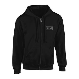 Nine Inch Nails Classicgrey logo hooded sweater met rits (zwart)