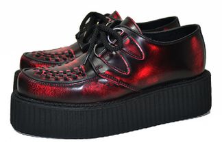 Creepers Rood floro pink rub off leather