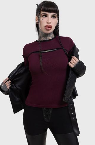 Killstar Abyssal Elegy top burgundy