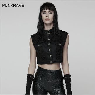 Black cool punk short vest