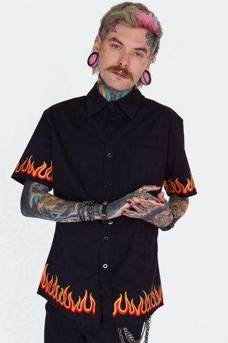 In flames shirt korte mouwen