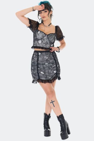 Witchy kant en ruche mini rok Jawbreaker