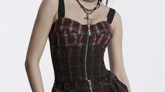Punk gradient plaid vest red/black