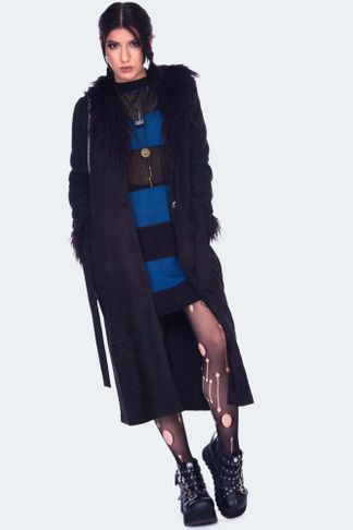 Spirited Embroidered Maxi Suede Coat 