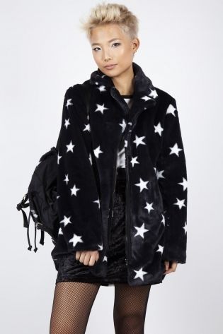 Starry eyes faux fur coat