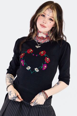 Skull Flower Heart gebreide Sweater