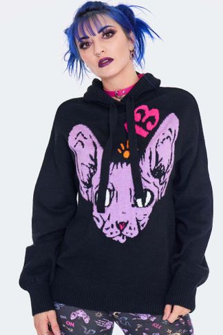 Intarsia cat trui gebreid oversized