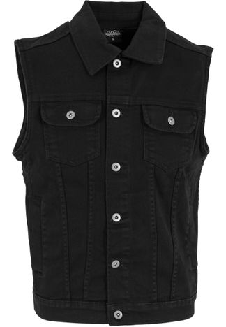 Urban classics jeans jacket sleeveless zwart