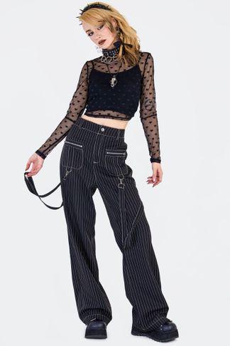 Zwarte pinstripe broek wijd