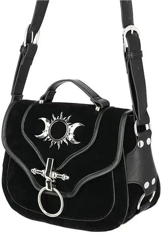 Triple gothic bag with crescent moons and sun