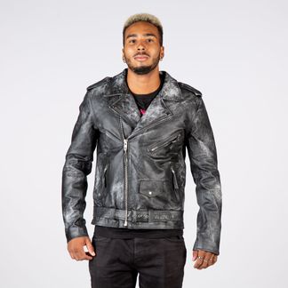 Newrock W-NRLMJ072-S1 Black milted motorbike jacket