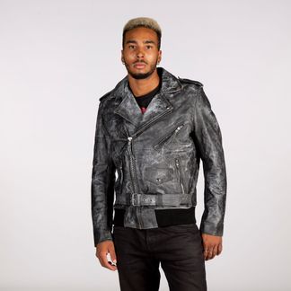 Newrock W-NRLMJ073-S1 black milted leather jacket