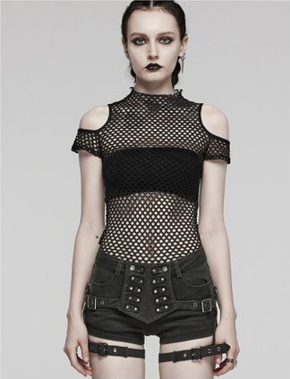 Punkrave Phoenix Mesh Crop Top (zwart)