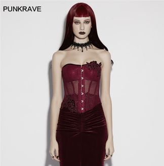 Punkrave oy-1837 Gothic shape wear top rood