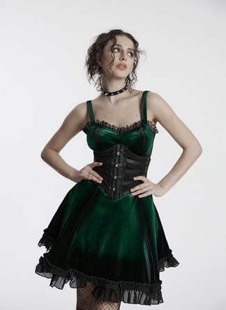 Green goth gradient dress