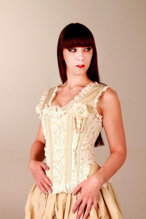 Burleska bovenborst corset Venice cream taffeta - Babashope - 5