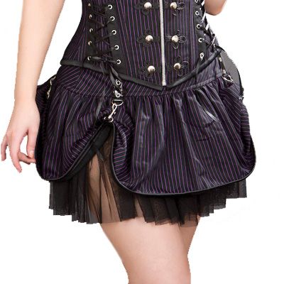 Pirate - Mini/skirt - Purple/Black/stripes - Burleska - Babashope - 3