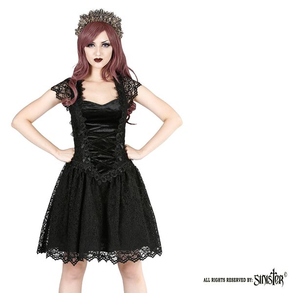 Online Metal, Gothic, Punk & Rockabilly | Babashop | Black lace lolita mini dress Sinister