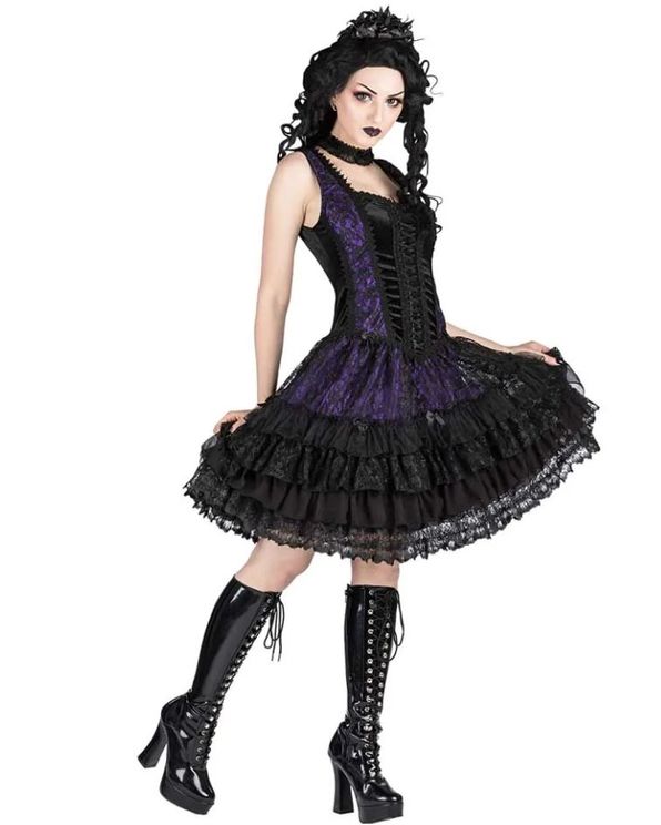 Valentina 1041 dress zwart-paars - Babashope - 5