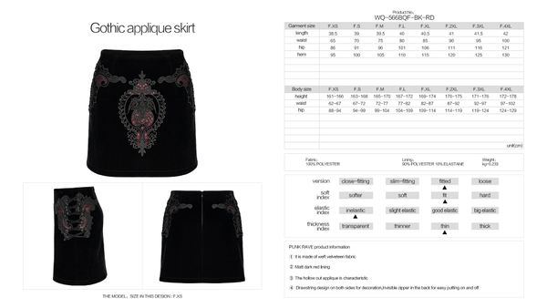 Punk rave appliqué rokje gothic - Babashope - 5