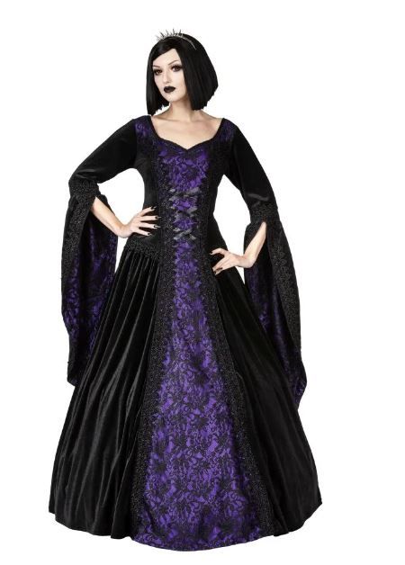 Sinister 1224 Autumn victorian longdress black/purple - Babashope - 3