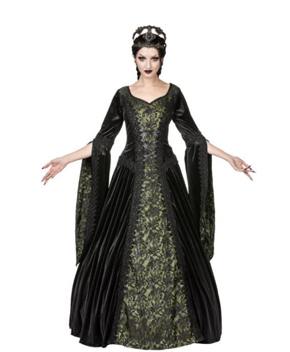 Sinister 1224 Autumn victorian longdress  black/olive - Babashope - 2