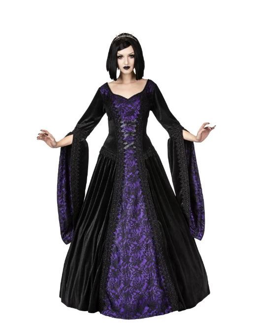 Sinister 1224 Autumn victorian longdress black/purple - Babashope - 3