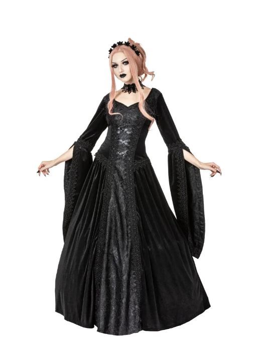 Online Metal Gothic Punk Rockabilly shop Babashop Sinister 1224 Autumn gothic jurk zwart