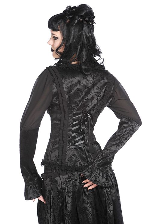 BLACK SATIN CORSET SHIRT - BANNED APPAREL - Babashope - 4