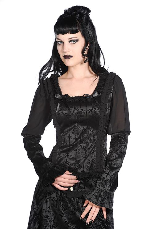 BLACK SATIN CORSET SHIRT - BANNED APPAREL - Babashope - 4