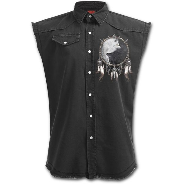 Wolf chi worker shirt in zwart met druk knopen - Babashope - 3