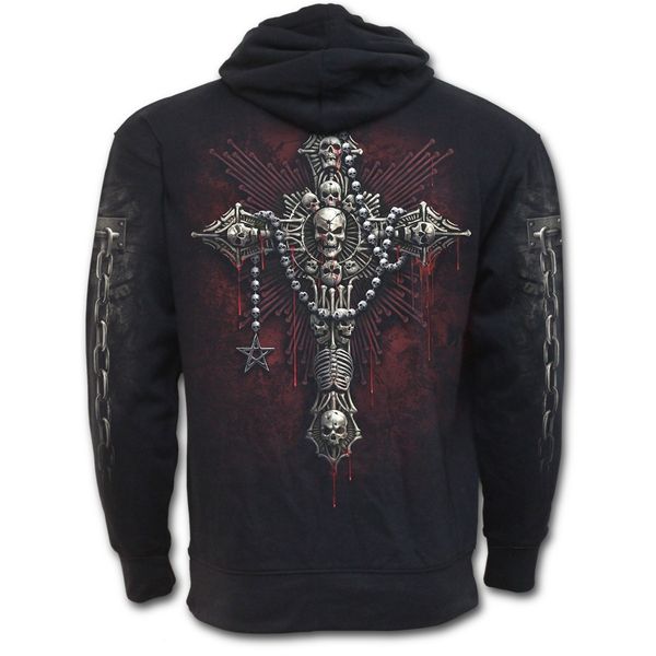 Death bones side pocket hooded sweater in zwart - Babashope - 3