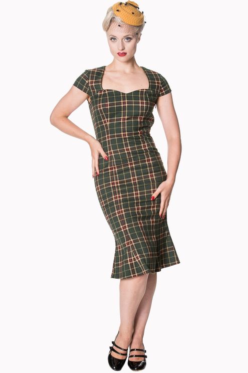 Poppy jurk Groen tartan Banned Apparel - Babashope - 5